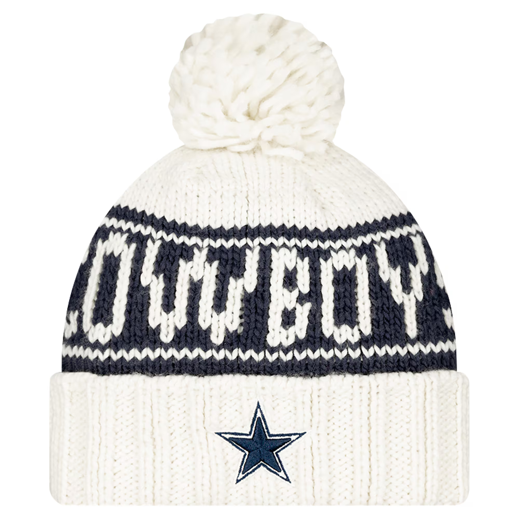 Dallas Cowboys New Era Women's 2024 Sideline Cuffed Knit Hat with Pom - White | Fanatics