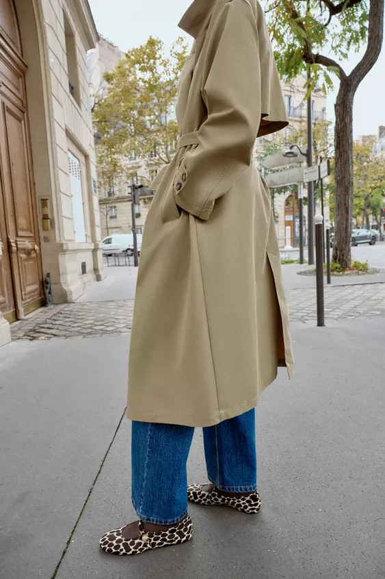 PRINTED LEATHER BALLET FLATS | Zara US