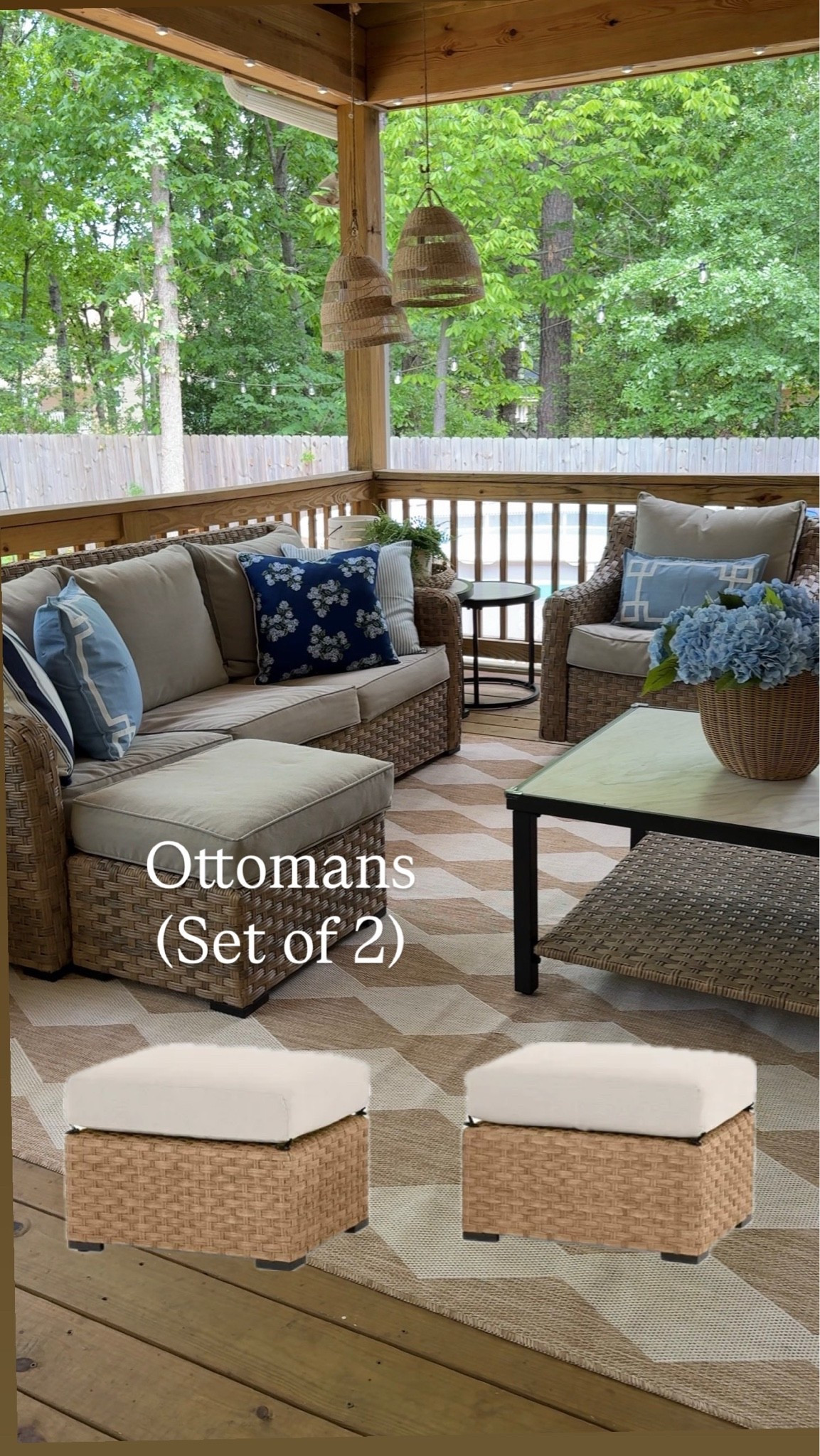 I have had my outdoor furniture since 2021
The ottomans sell out quick every year 
Come as a set of 2

#LTKSeasonal #LTKmomlife #LTKHome