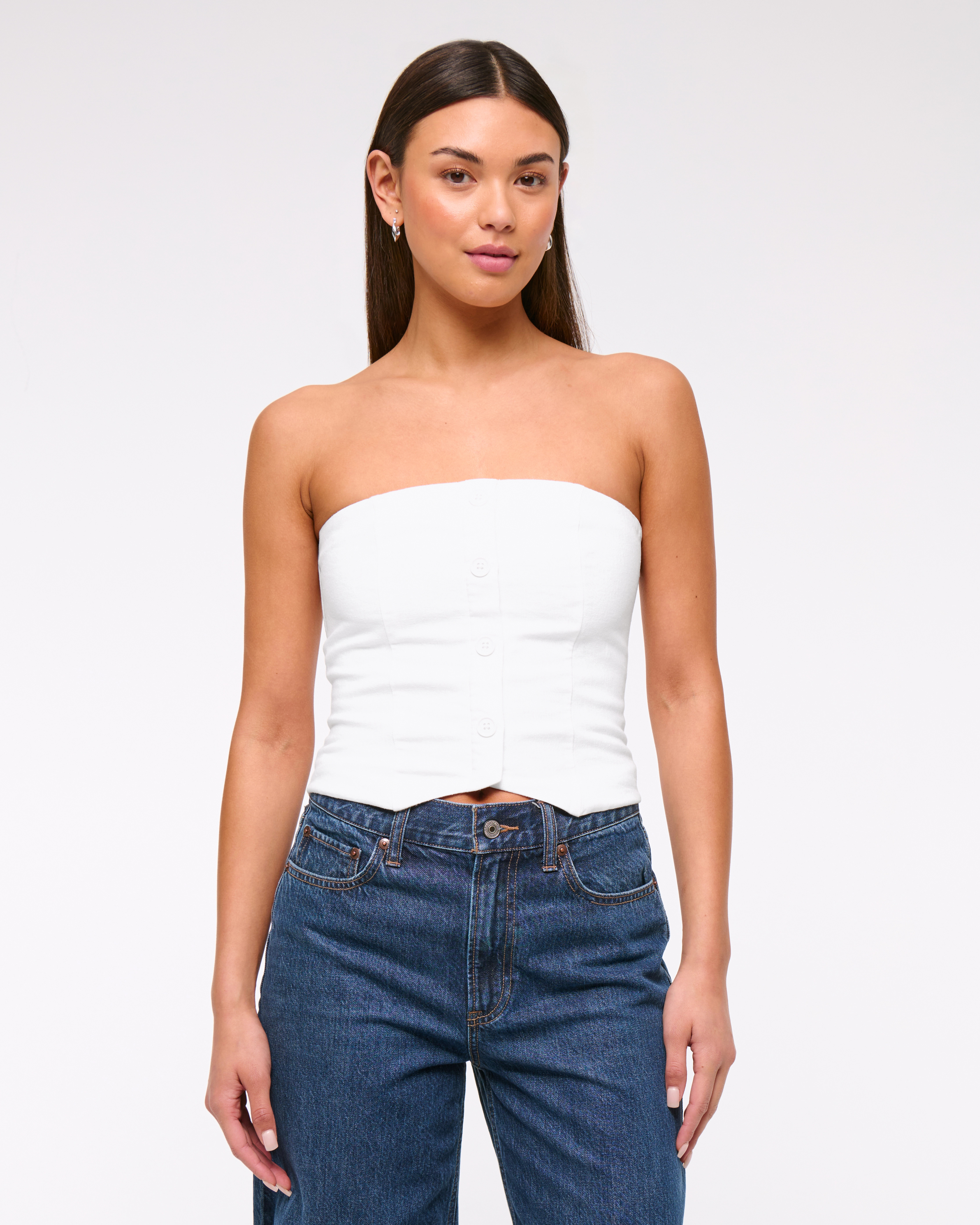 Strapless Cropped Vest Top | Abercrombie & Fitch (US)