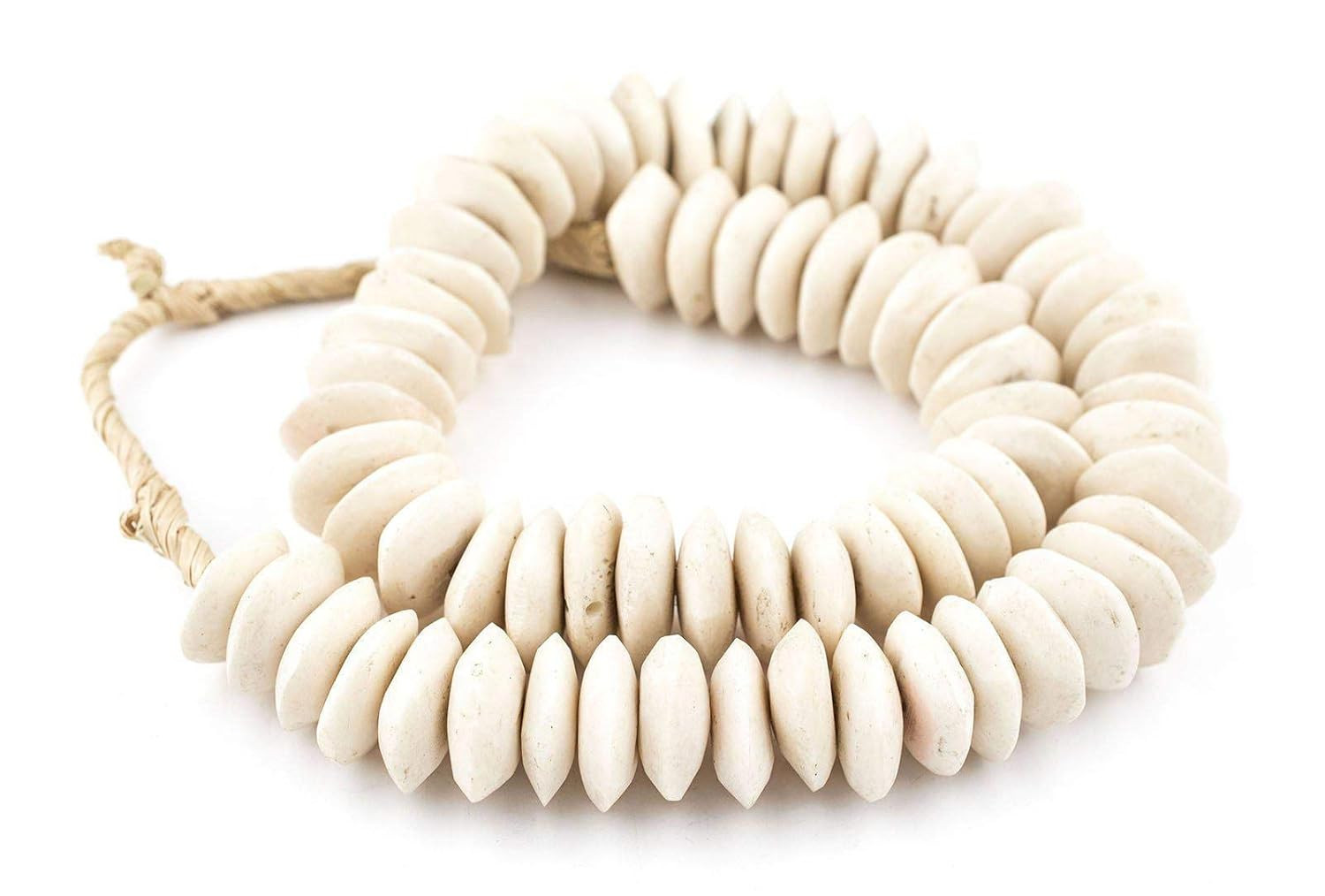 TheBeadChest White Bone Beads Saucer 21mm Kenya African Large Hole 24 Inch Strand Handmade | Amazon (US)