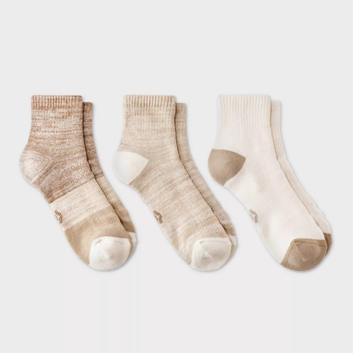 Women's Heavyweight Colorblock 3pk Boot Ankle Socks - All In Motion™ Oatmeal/Ivory 4-10 | Target
