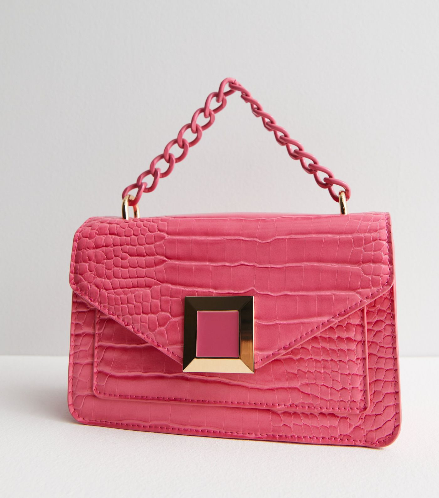 Bright Pink Faux Croc Chain Cross Body Bag
						
						Add to Saved Items
						Remove from Save... | New Look (UK)