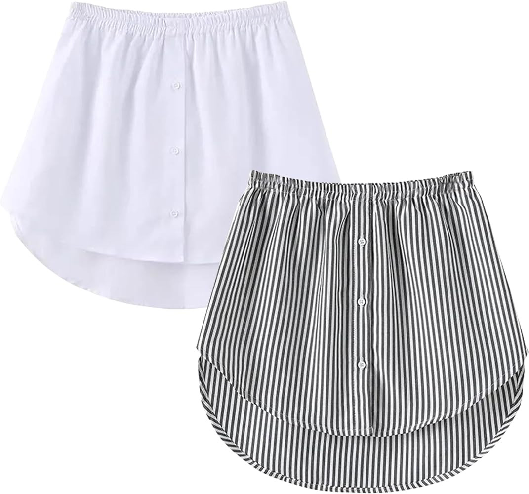 OBBUE Women's Mini Adjustable Shirt Extender Removable Layering Half Length Underskirt with Butto... | Amazon (US)