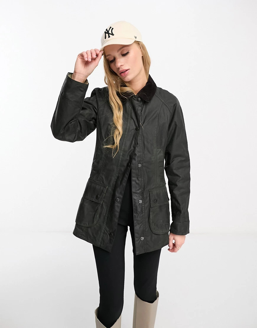 Barbour Beadnell wax jacket in sage-Green | ASOS (Global)