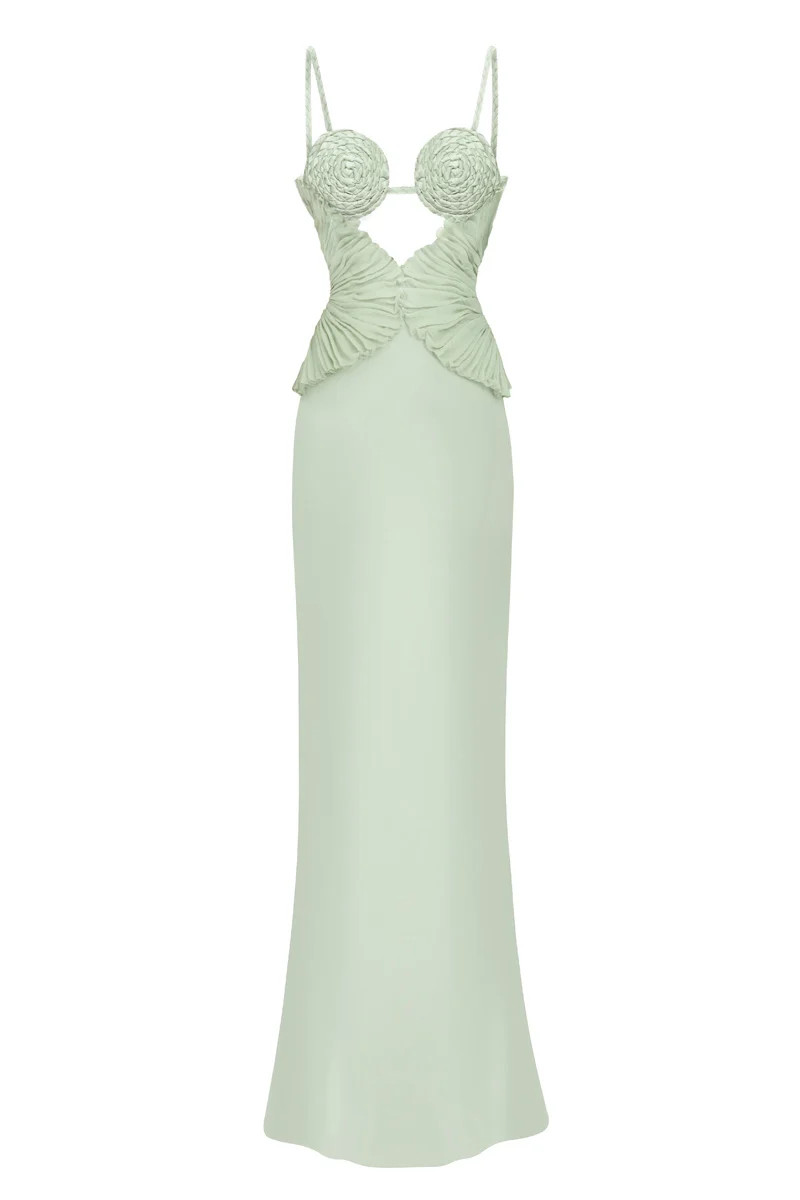 SPIRAL LOTUS LEAF MAXI DRESS IN GREEN | Stolen Stores | CULT MIA | CULT MIA UK LTD