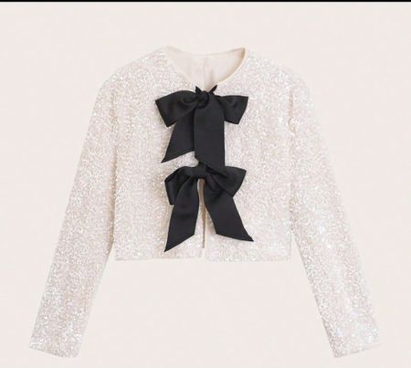 HYLLGUD Women Tie-Front Sequined Jacket Long Sleeve Sparkling Cropped Top with Bow Party Concert Night. 

#LTKSeasonal #LTKfindsunder50