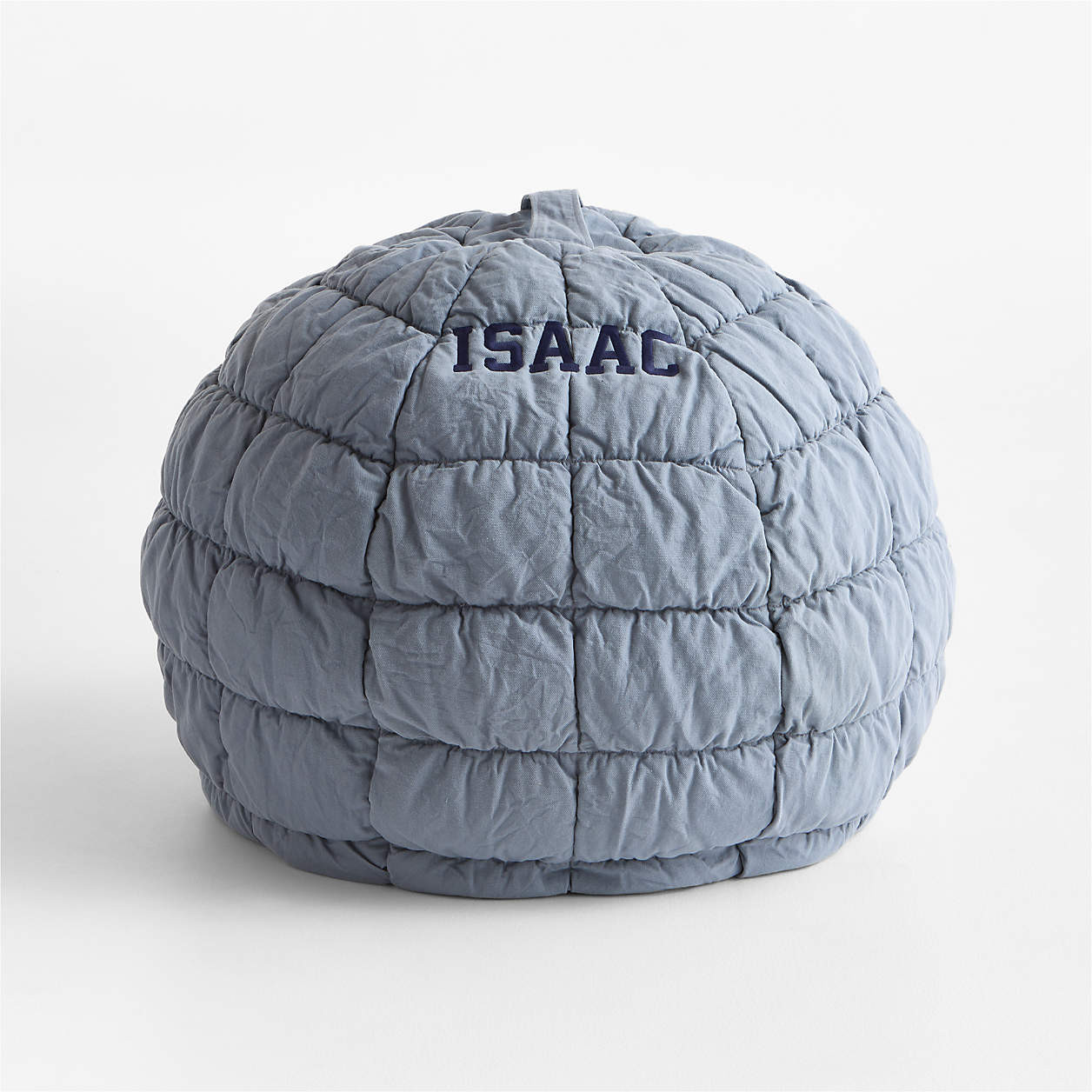 Smoke Blue Small 30" Organic Cotton Kids Puffy Bean Bag Chair Cover + Reviews | Crate & Kids | Crate & Barrel