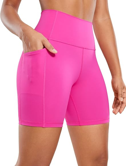 CRZ YOGA Women's Naked Feeling Biker Shorts with Pockets 6'' - High Waisted Yoga Gym Workout Span... | Amazon (US)