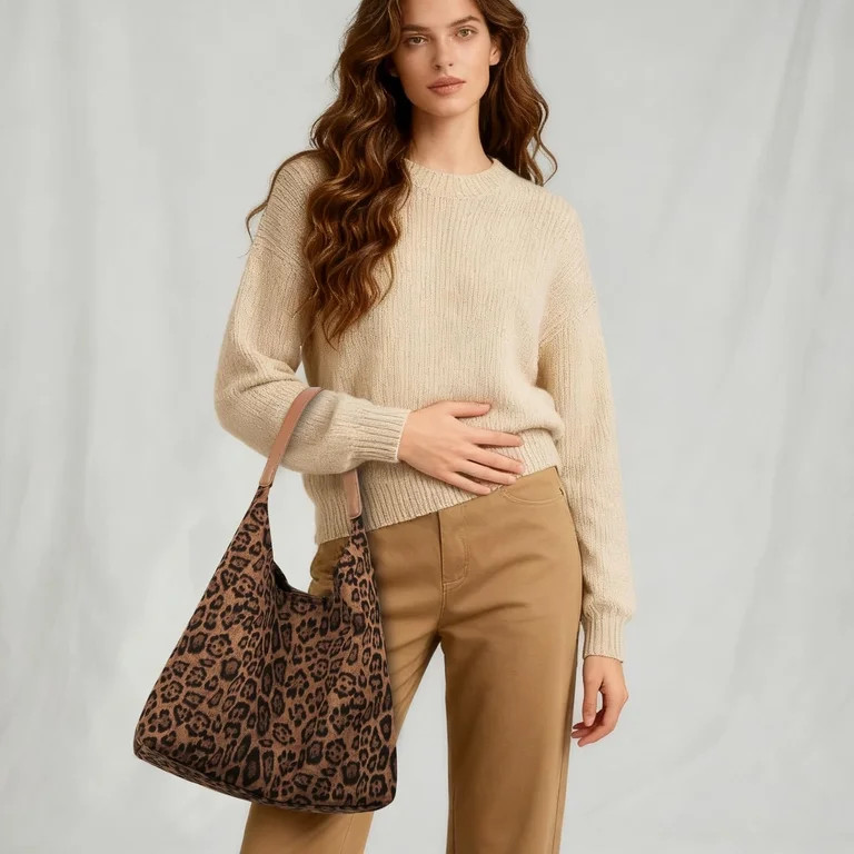Women's Oversized Leopard-Print Tote Bag, Everyday Leopard-Print Handbag | Walmart (US)