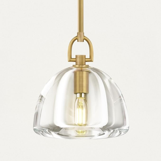 Botanist Crystal Dome Pendant Light Fixture,7" Crystal Modern Brass Pendant Lights Kitchen Island... | Amazon (US)