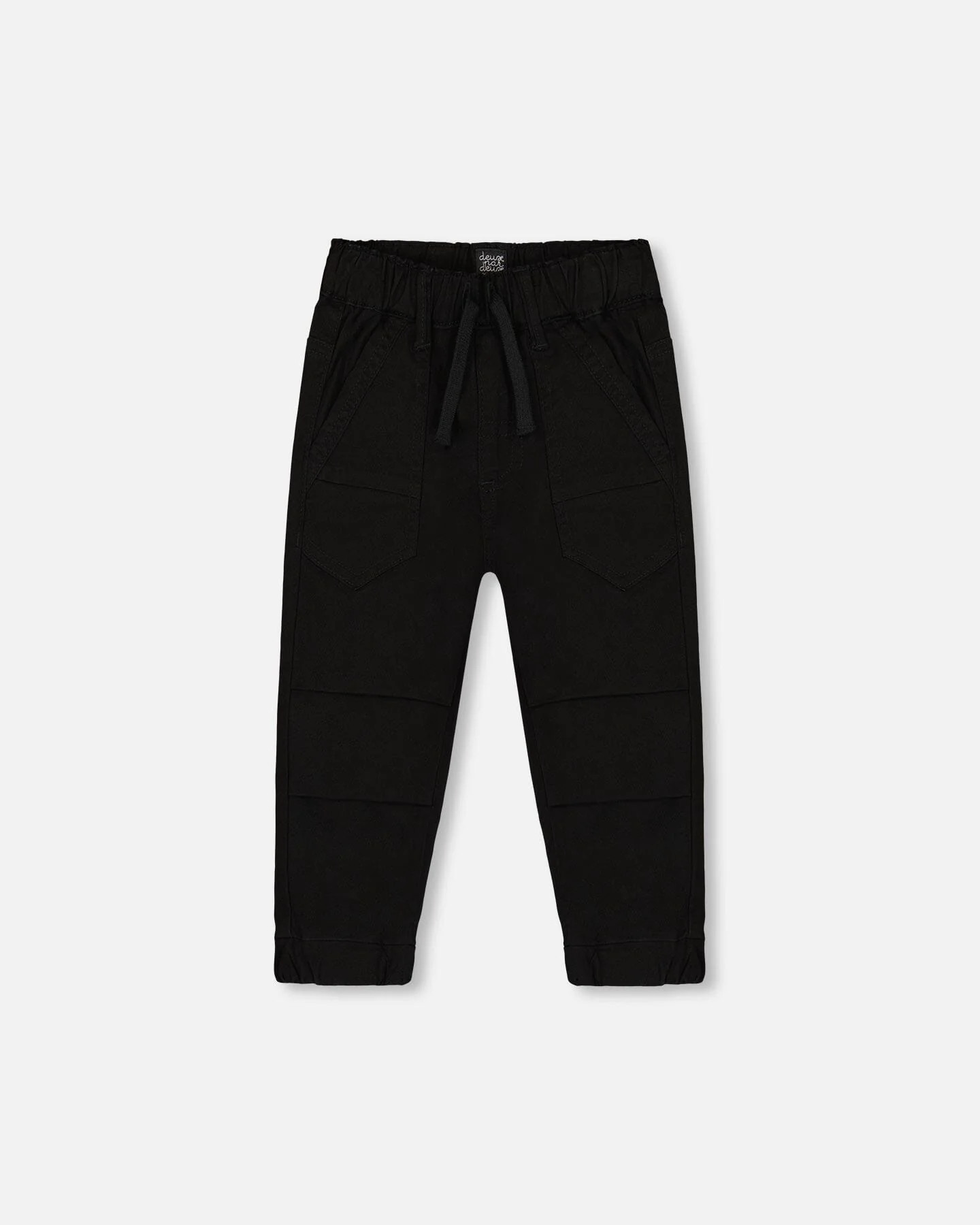 Stretch Twill Pleated Knee Jogger Pants Black - Deux par Deux | Deux par Deux Childrens Designer Clothing