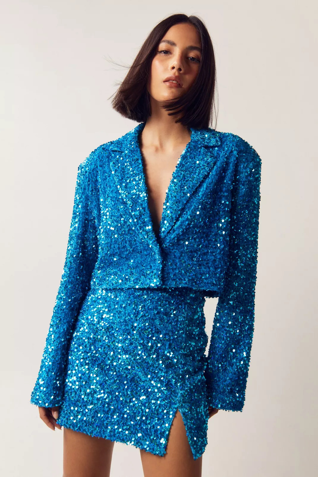 Tailored Sequin Crop Blazer | Nasty Gal US