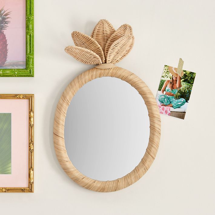 Lilly Pulitzer No Nails Rattan Pineapple Mirror | Pottery Barn Teen