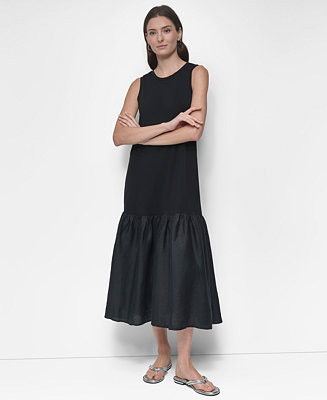 DKNY Women's Mixed-Media Midi Dress - Macy's | Macy's