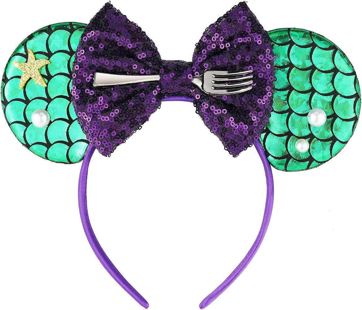 Ariel Mouse Ears, Mermaid Mouse Ears Headband For Women Girls Boys Adult, Ariel Ears For Birthday... | Amazon (US)