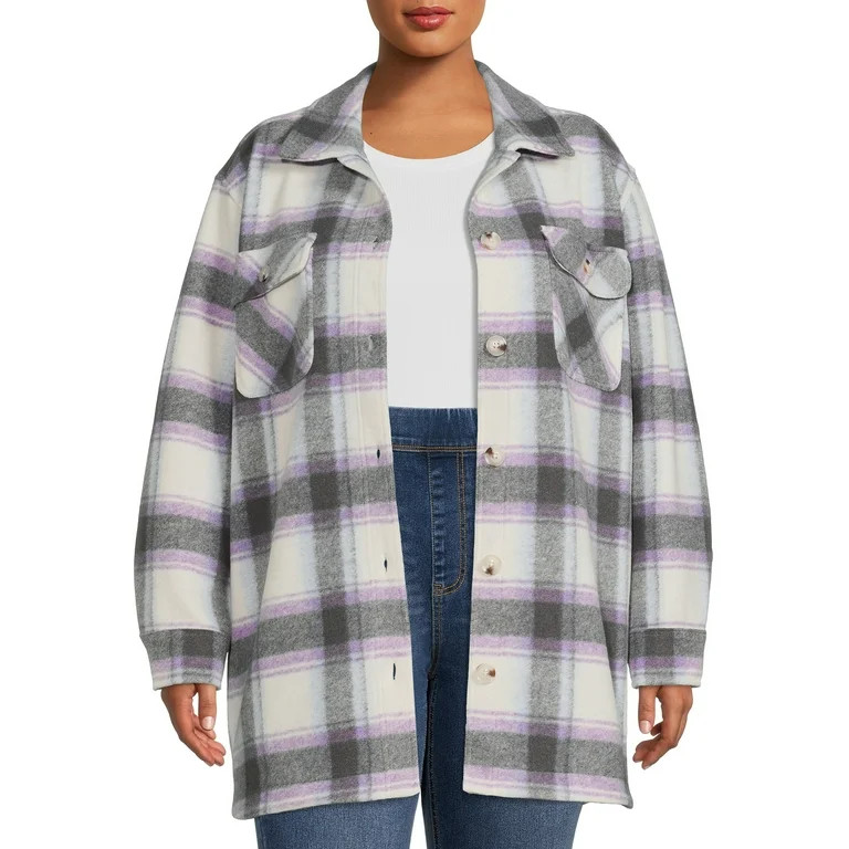 Terra & Sky Women's Plus Size Belted Shacket | Walmart (US)