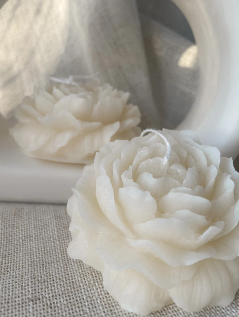 Peony Candle  Flower Candle  Soy Candle  Pillar Candles  | Etsy | Etsy (US)
