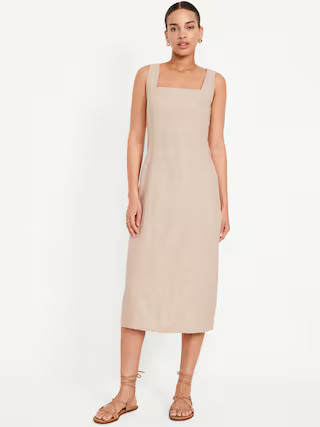 Sleeveless Linen-Blend Midi Dress | Old Navy (US)