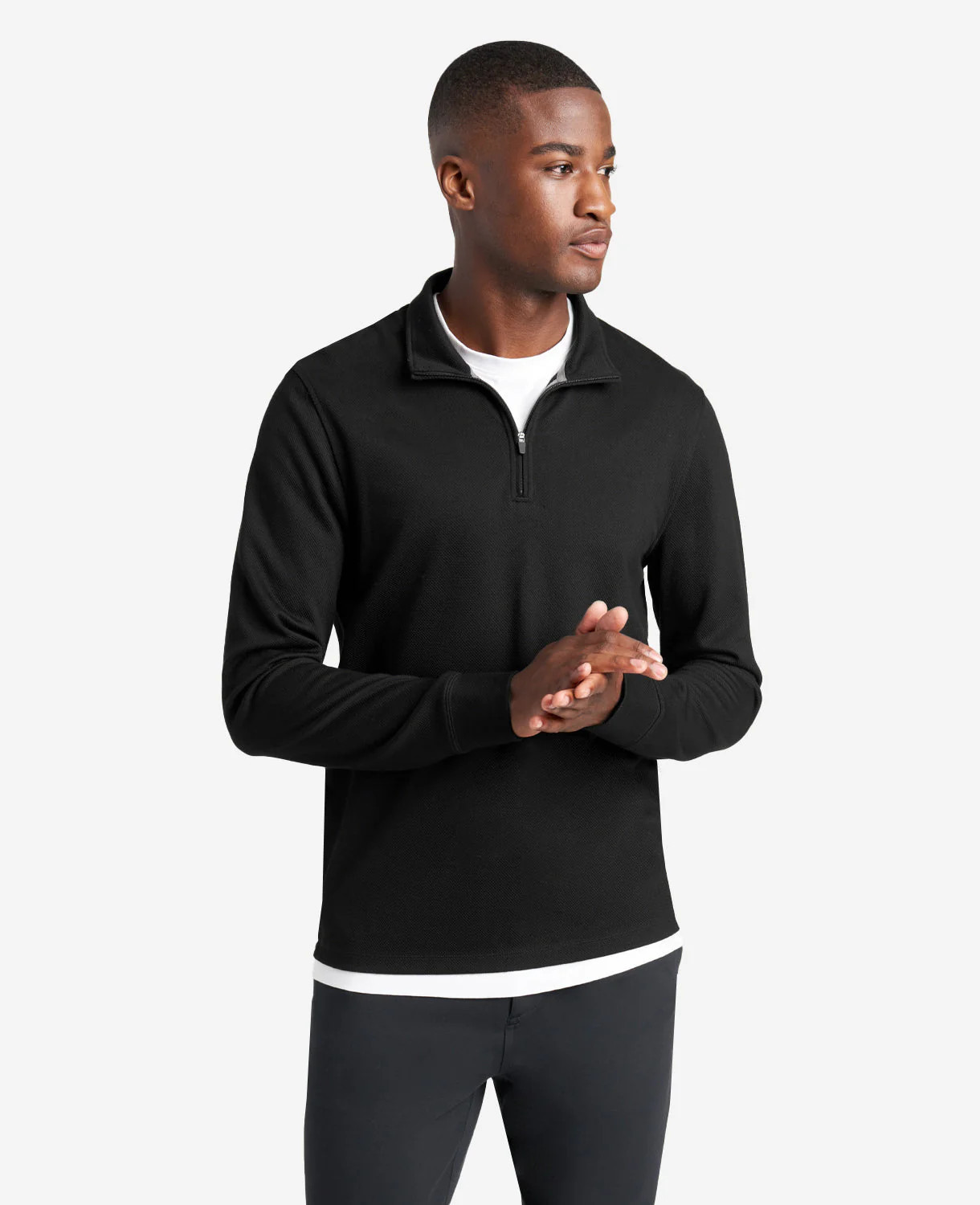Kenneth Cole Sport Quarter-Zip Knit Pullover in Black, Size: 2XL | Kenneth Cole