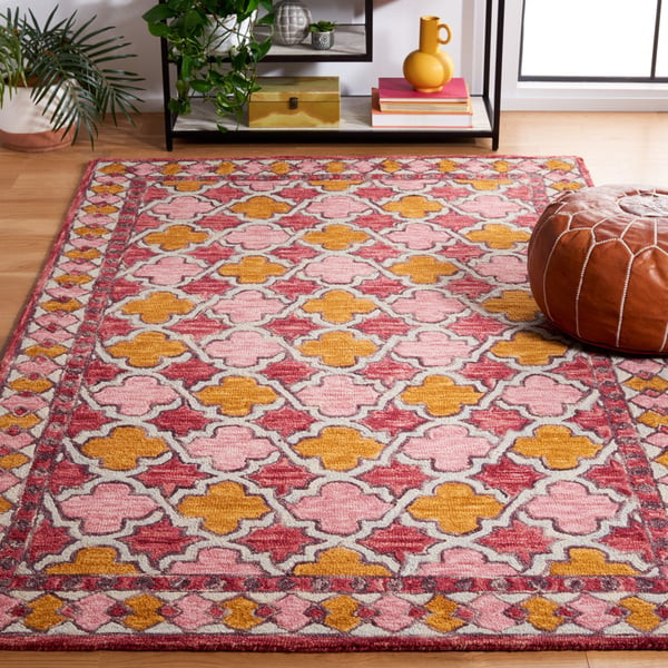 Aspen APN-121 Pink/Yellow (U) Wool Hand-Tufted Area Rug | Rugs Direct