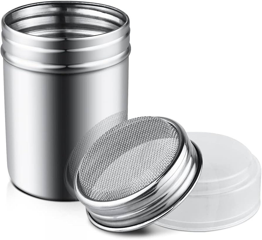 1Pcs Stainless Steel Powder Sugar Shaker Duster with Lid, Fine Mesh Shaker Powder Cans for baking... | Amazon (US)