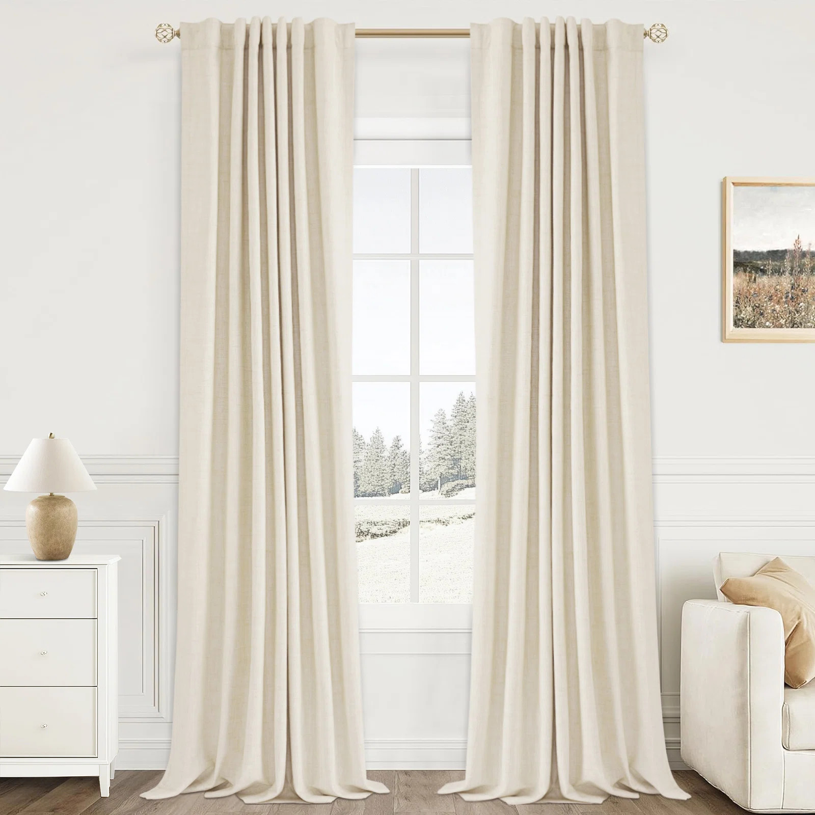 Graciella Thermal Insulated Faux Linen Textured 100% Blackout Curtains for Bedroom Living Room Ba... | Wayfair North America