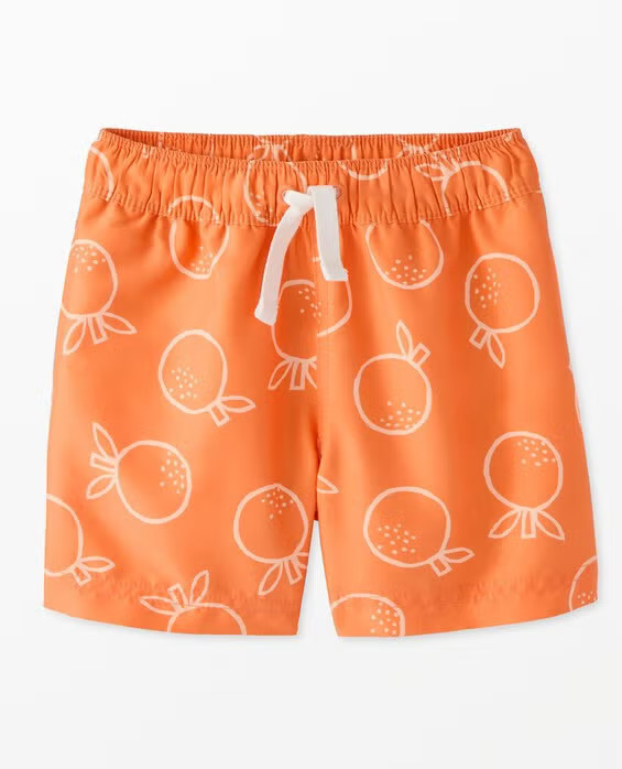 Boys' Orange Squeeze On Sweet Mandarin Swim Trunks in 100% Recycled Poly - Size Little Kids 6-7 by Hanna Andersson | Hanna Andersson
