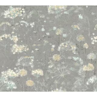 York Wallcoverings Grey Botanical Fantasy Unpasted Paper Matte Wallpaper, 27 in. by 27 ft. NA0541... | The Home Depot