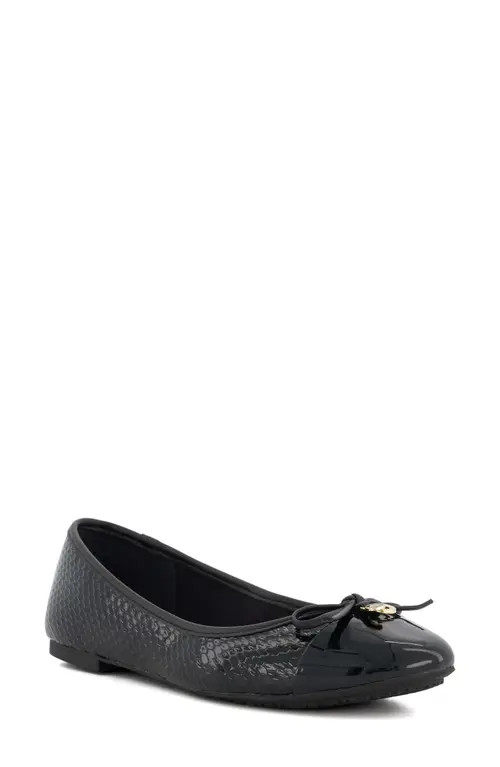 Dune London Hallo Snake Embossed Ballet Flat in Black at Nordstrom, Size 8Us | Nordstrom