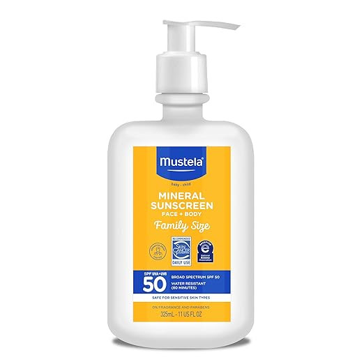 Mustela Baby Mineral Sunscreen Lotion SPF 50 Broad Spectrum - Face & Body Sun Lotion for Sensitiv... | Amazon (US)