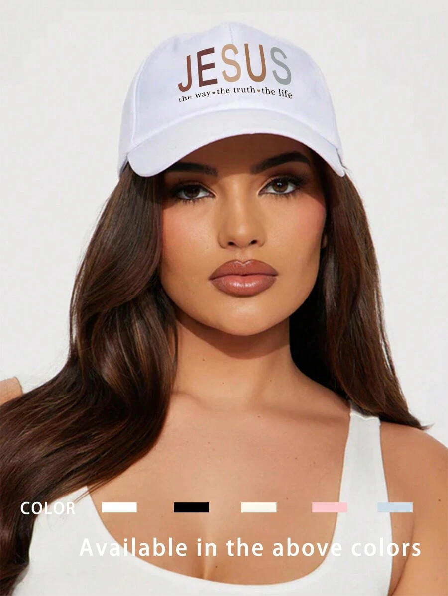 1pc Unisex Printed JESUS Letter Baseball Cap, Outdoor Lightweight Breathable Adjustable Sun Hat, ... | SHEIN