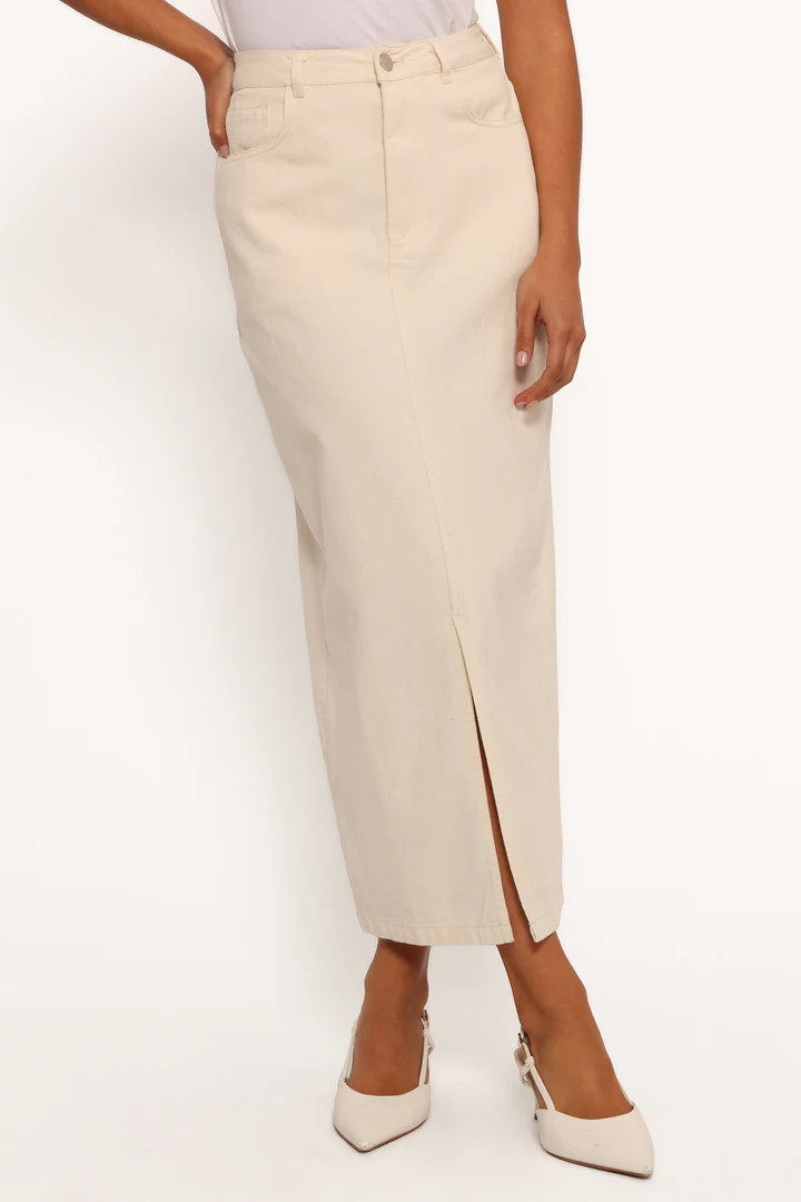 Kellen Corduroy Midi Skirt - Cream | Petal & Pup (US)