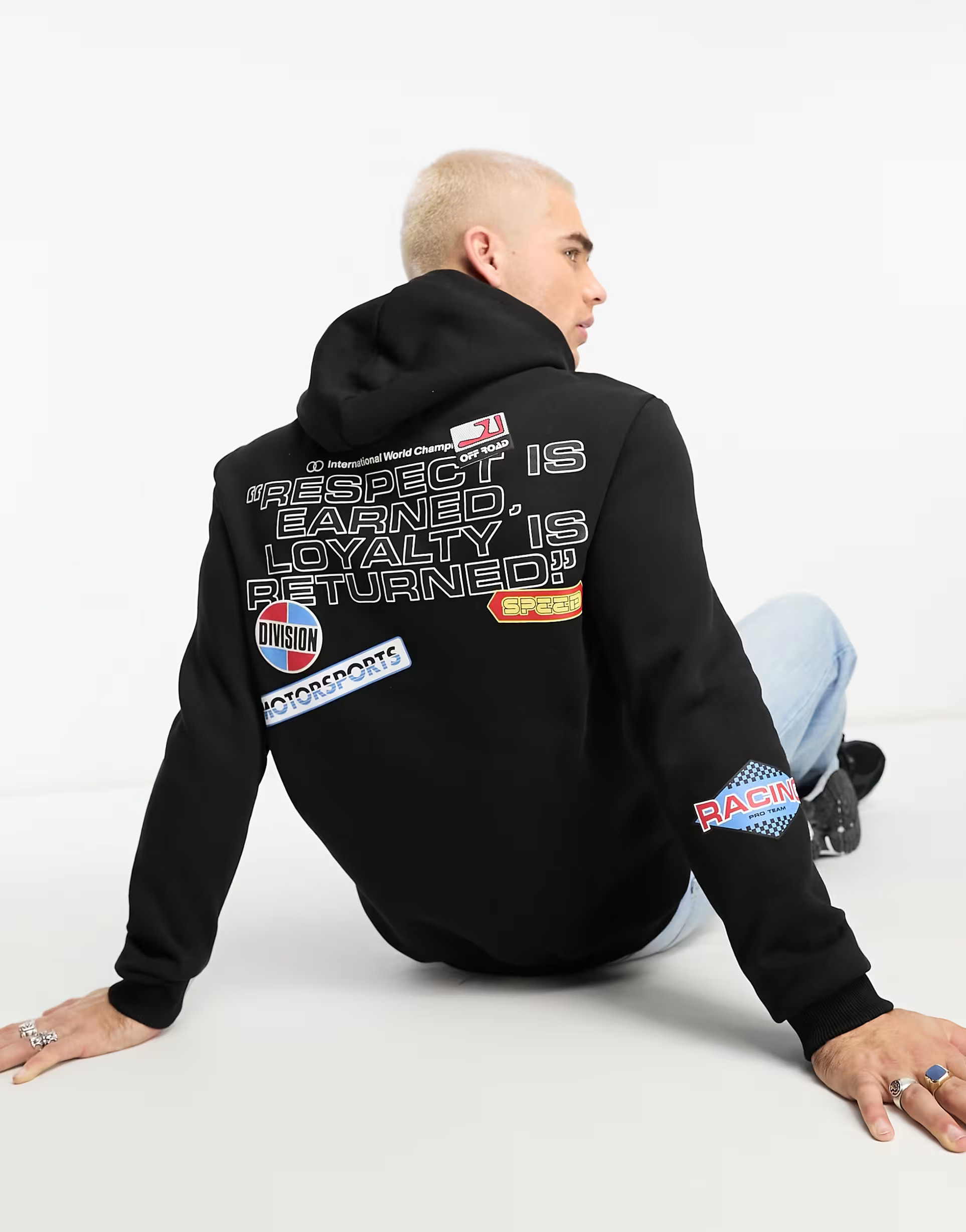 Bershka motocross printed hoodie in black | ASOS (Global)