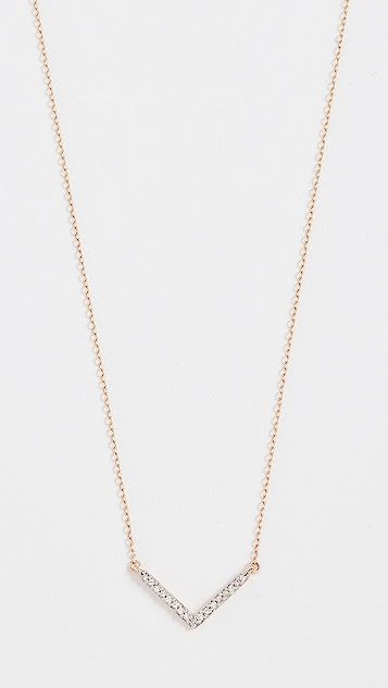 14k Gold Tiny Pave V Necklace | Shopbop