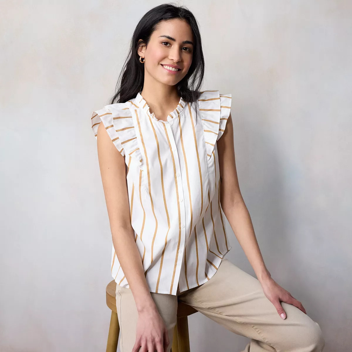 Women's LC Lauren Conrad Button Front Ruffle Top | Kohl's