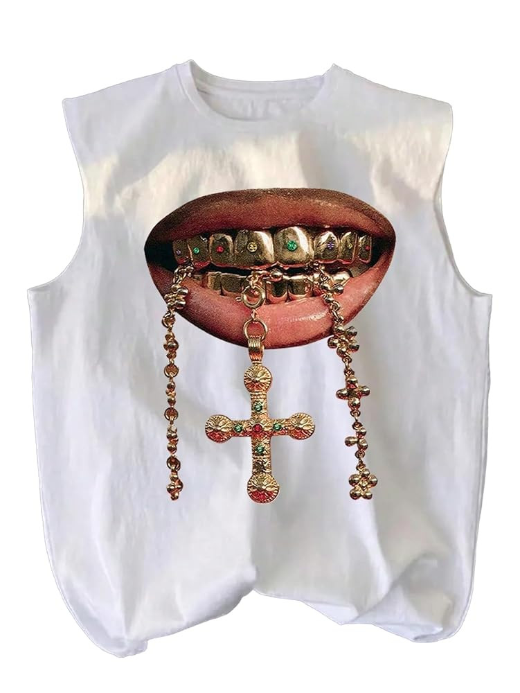 Men's Lip Graphic Tank Top Grunge Punk Sleeveless Crew Neck Hip Pop Summer Shirts Streetwear | Amazon (US)