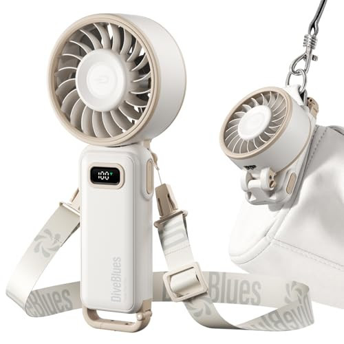 Diveblues Portable Turbo Fan, 100 Speed Handheld Fan with Strong Airflow, Foldable 4 in 1 Personal Fan for Neck, Desk & Travel, USB-C Rechargeable, Lightweight for Summer, Concerts & Outdoor Use | Amazon (US)