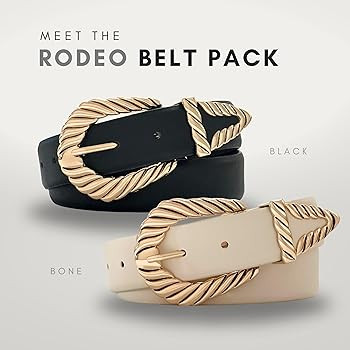 Citrusy Boutique 2-Pack | Country Western Fashion Cowgirl Belts for Women | Cute Chunky Gold West... | Amazon (US)