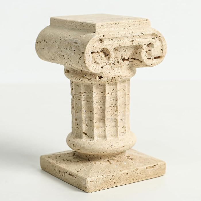 DUANYAN Travertine Roman Pillar Statues Small Sculpture Decor for Coffe Table, Decorative Pillar for Living Room Bedroom Bookshelf Display, Mini Roman Columns, Tabletop Elegant Stone Statue | Amazon (US)