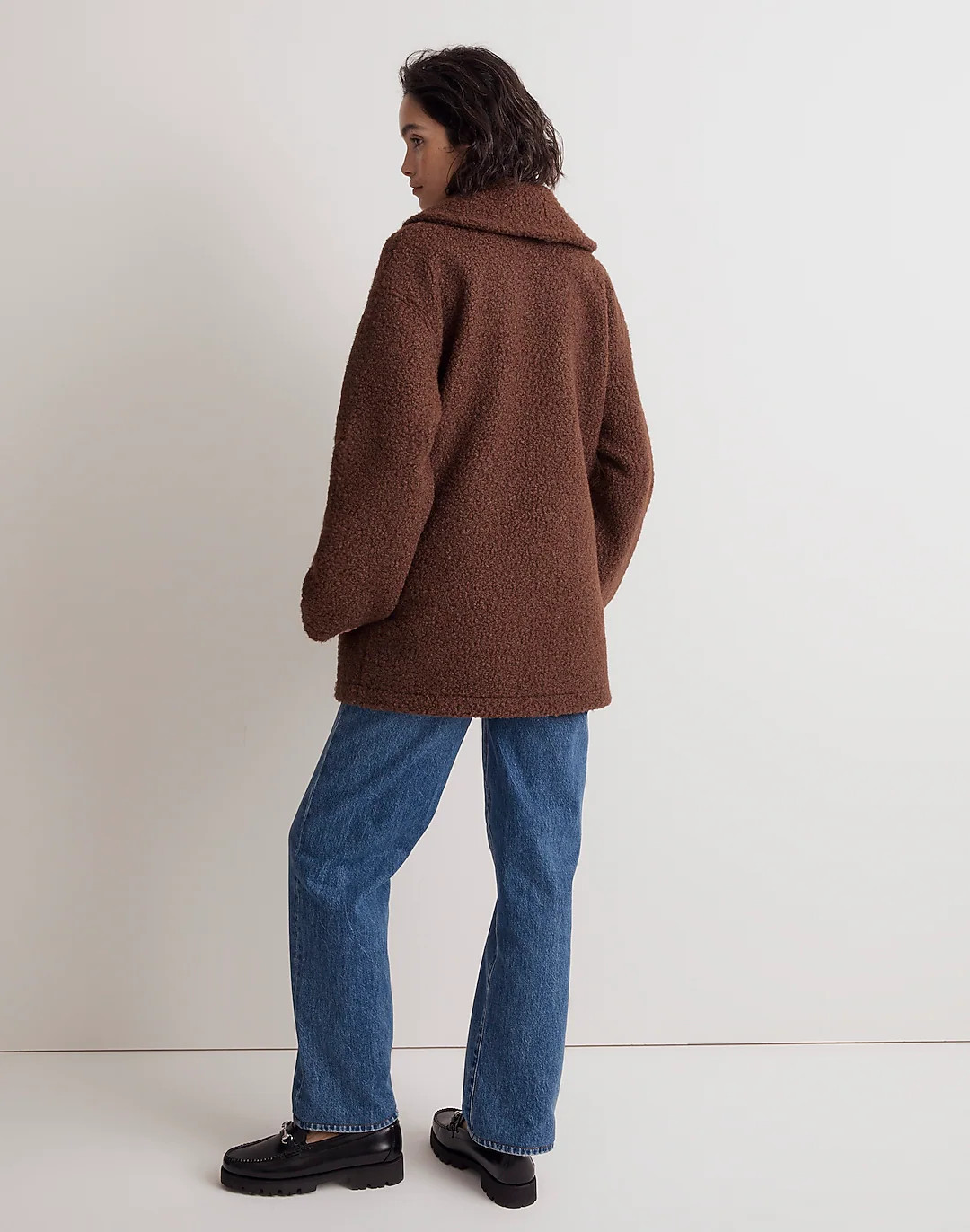 Pebbled Faux Shearling Shawl Collar Coat | Madewell