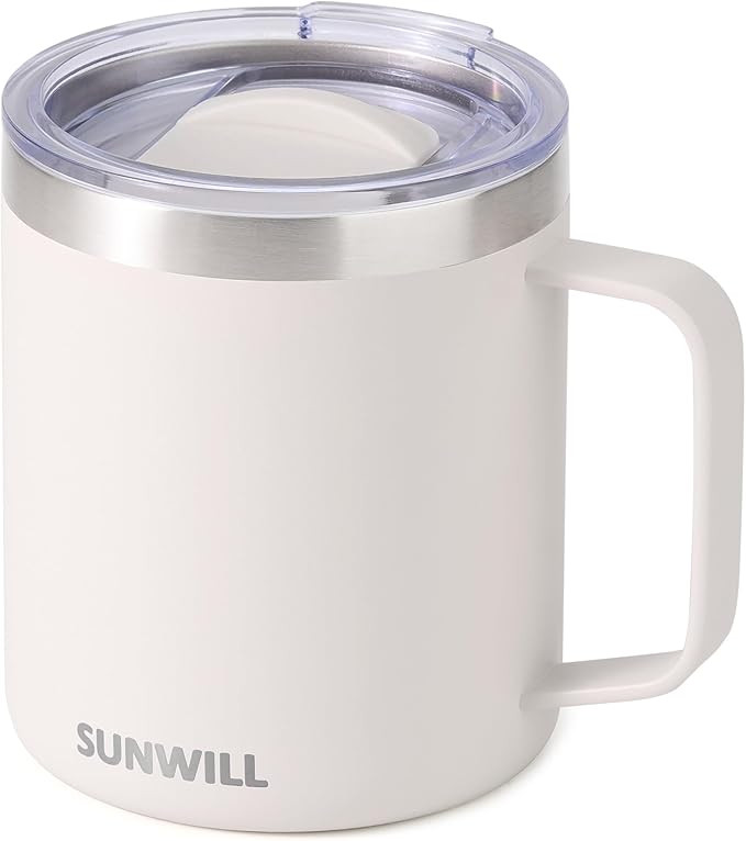 SUNWILL Travel Coffee Mug with Lid, Insulated Tumbler with Handle, 14 oz Stainless Steel Cup for ... | Amazon (US)