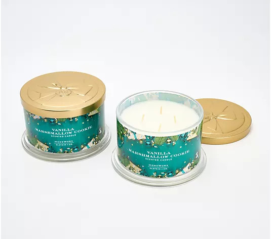 HomeWorx by Slatkin + Co. S/2 18oz Fa La La La Candles - QVC.com | QVC