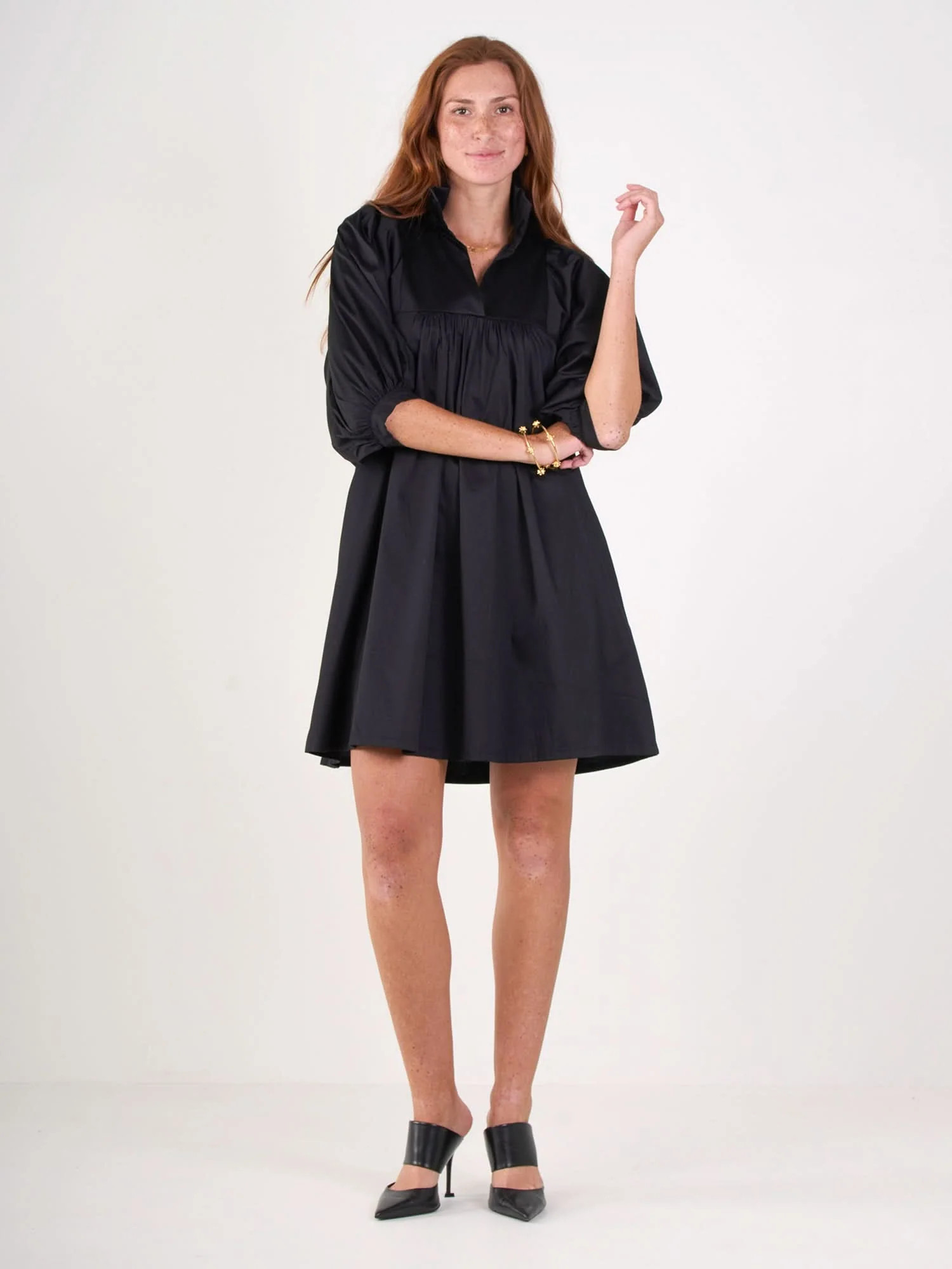 Stella Dress in Black Cotton Poplin | Emily McCarthy