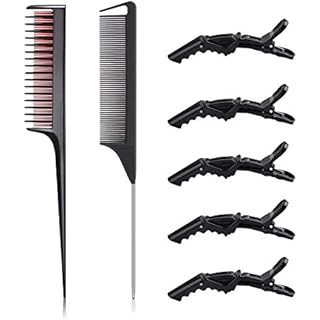 3 Pieces Hair Styling Comb Set with 5 Pieces Alligator Clip Fluffy Hair Brush Rat Tail Comb Tripl... | Amazon (US)