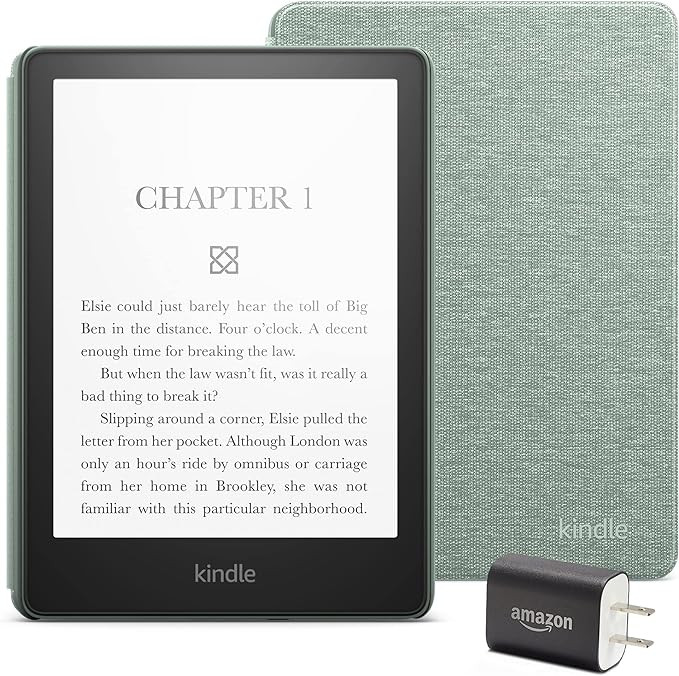 Kindle Paperwhite Essentials Bundle including Kindle Paperwhite (16 GB) - Agave Green, Fabric Cov... | Amazon (US)