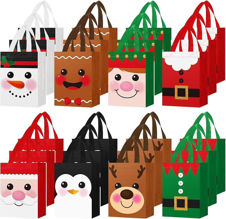 Clysee 24 Pcs Christmas Gift Bags with Handles 10 x 8 x 4 Inch Reusable Christmas Bags Multifunct... | Amazon (US)