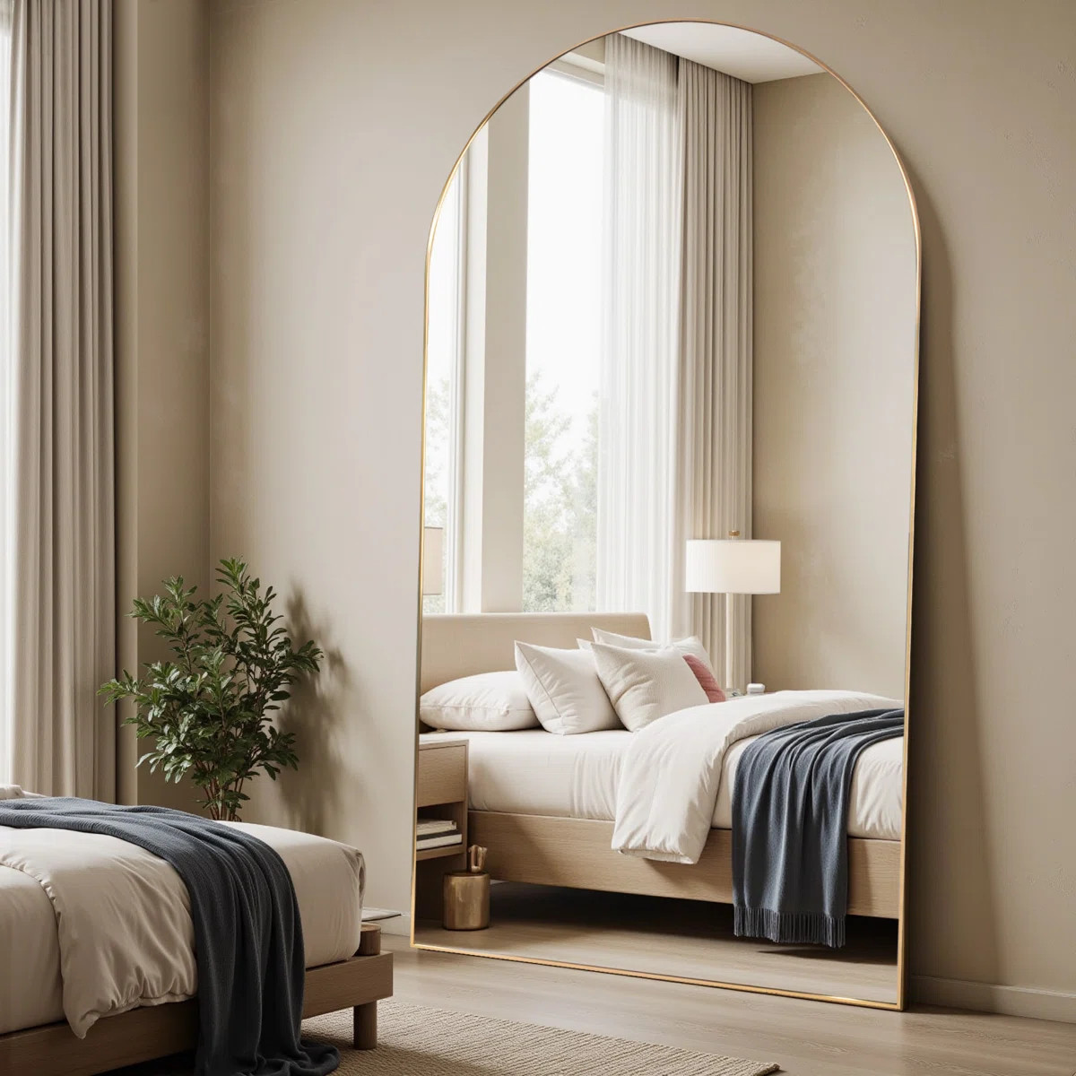 Large Oversized Arched Floor Mirror With Stand, Wall Mirror | Wayfair North America