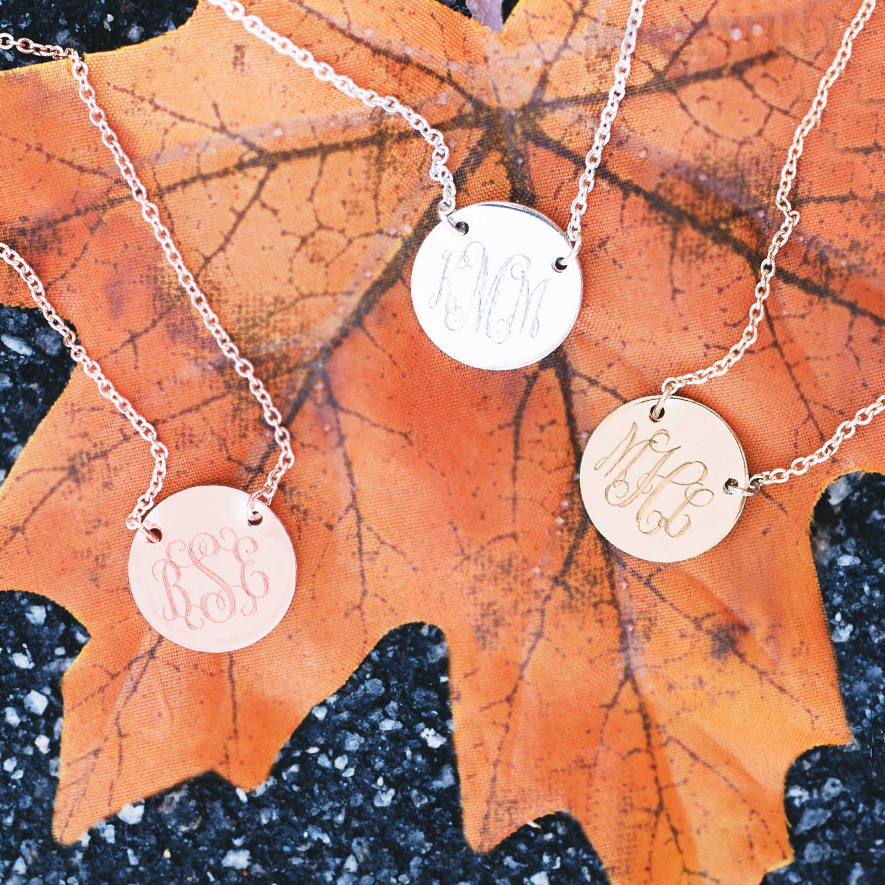 Monogrammed Delicate Disc Necklace | Marleylilly