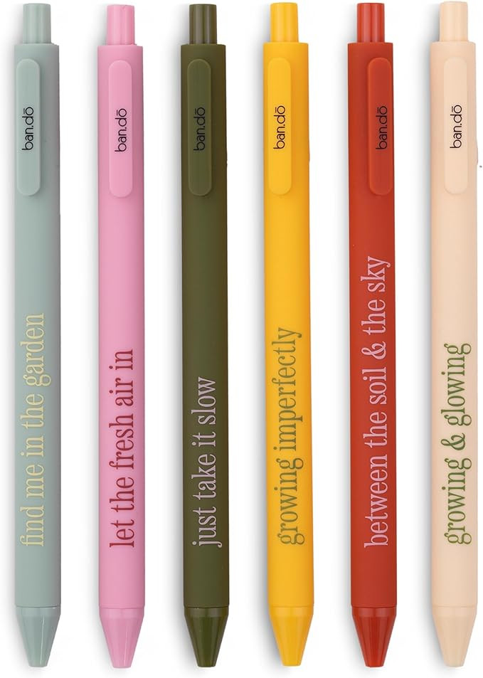 ban.do Write On Rainbow Colored Gel Pen Set of 6, Plastic Click Pens with Non-Toxic Colorful Ink ... | Amazon (US)